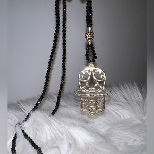NWOT Long necklace with Gold Hamza Hand